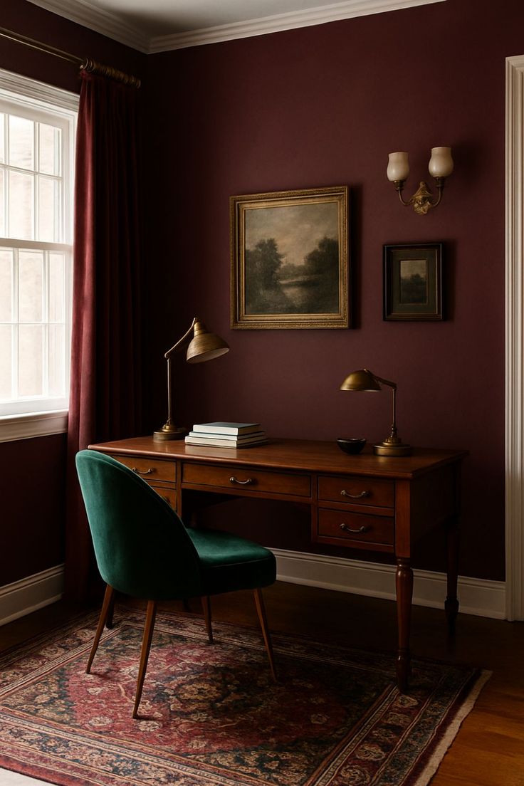 لون الماهوجني بطل غرفة المكتب