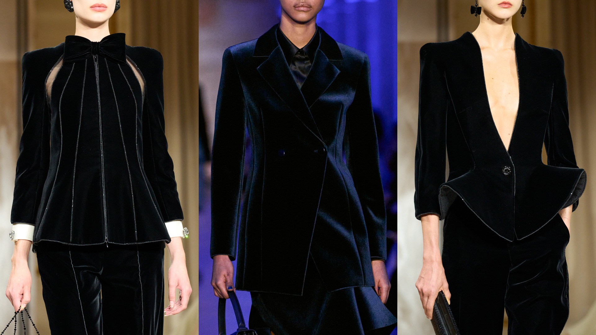 مجموعة من جاكيتات المخمل من Armani Prive و Akris