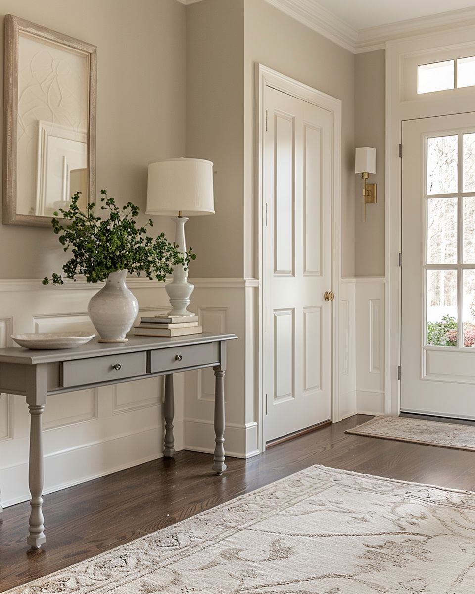 مدخل المنزل بجدران مطلية بلون التوب