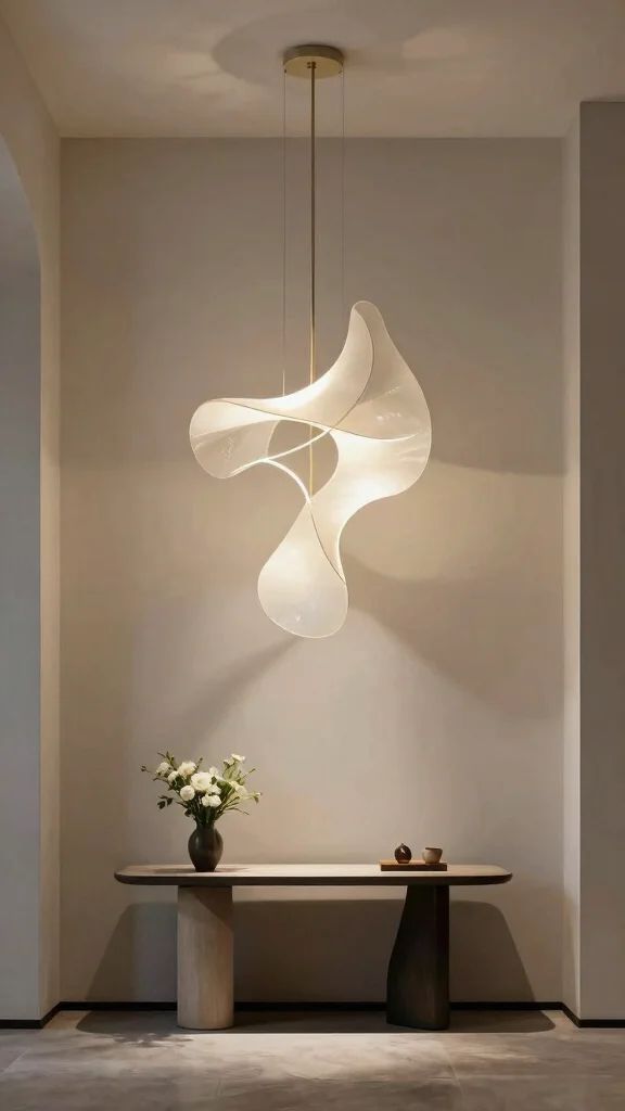 مدخل منزل مزين بمصباح معبق بتصميم نحتي