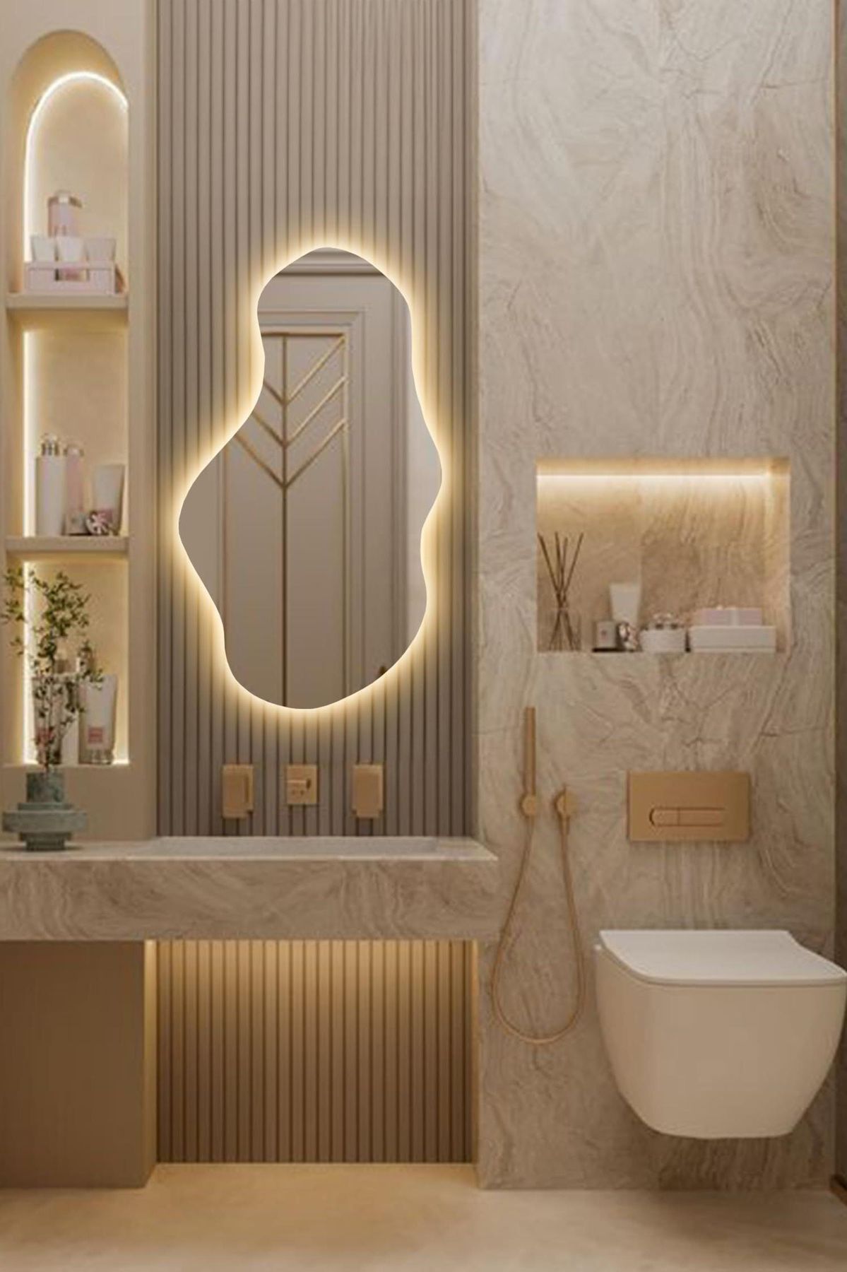 مرآة حمام بشكل عضوي مميز