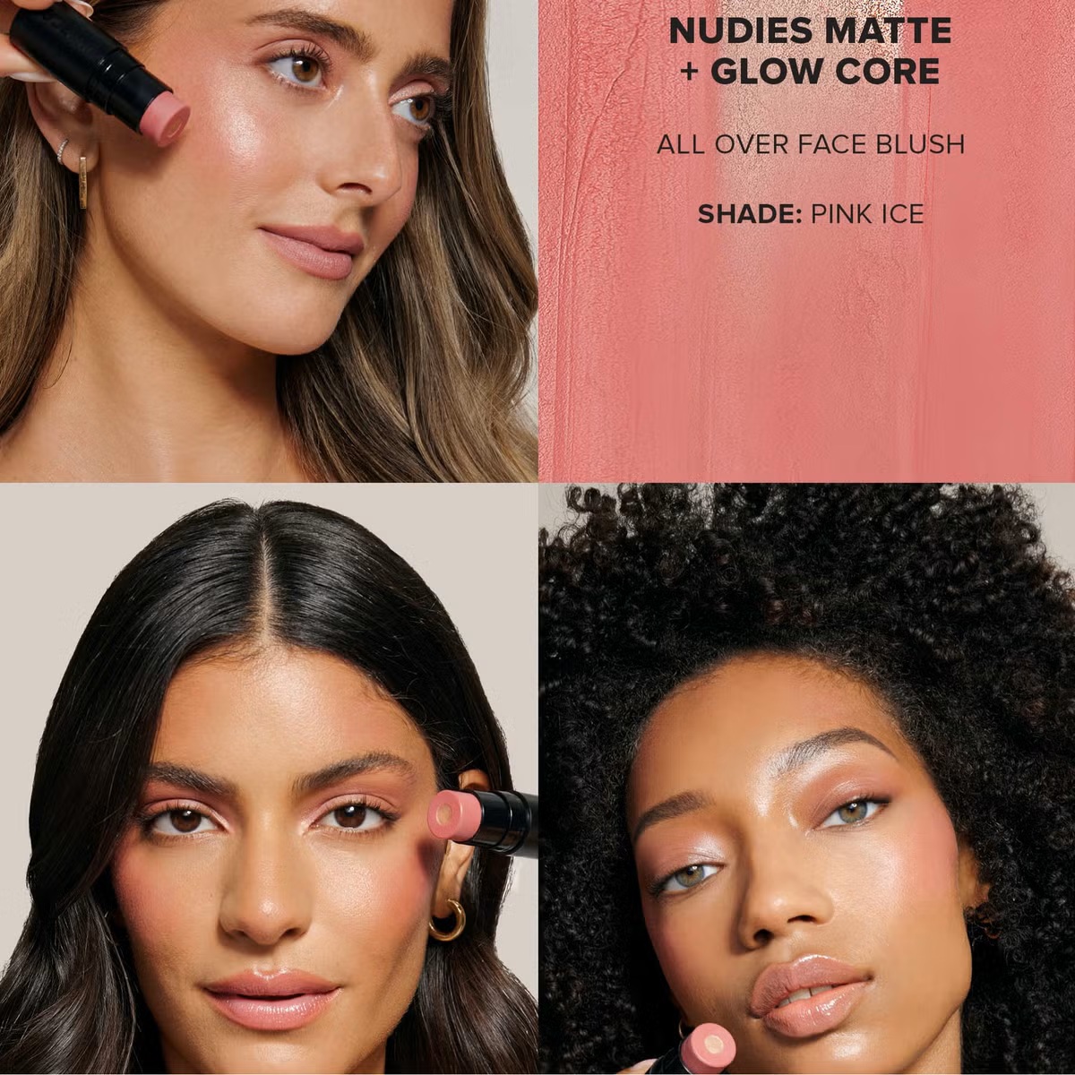 مستحضر Nudies Matte + Glow Core All Over Face Blush الجديد الذي يأتي على شكل قلم أحمر خدود من طبقتين خارجية بقوام كريمي مطفي جميل وأخرى داخلية بقوام لامع