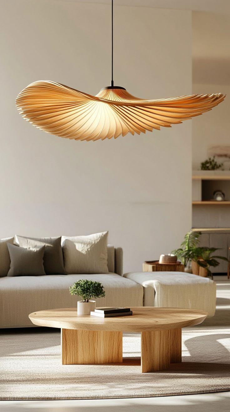 مصباح سقفي واحد مميز التصميم يصبح نقطة محورية في الغرفة