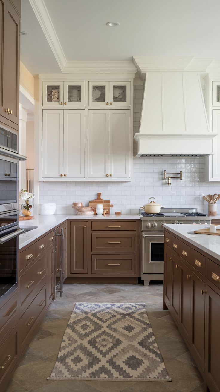 مطبخ بخزائن ثنائية اللون