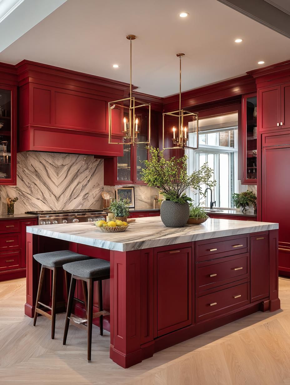 مطبخ بطله اللون الأحمر