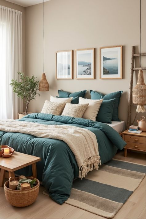 مفارش سرير باللون الأخضر المزرق الباهت Dusty Teal
