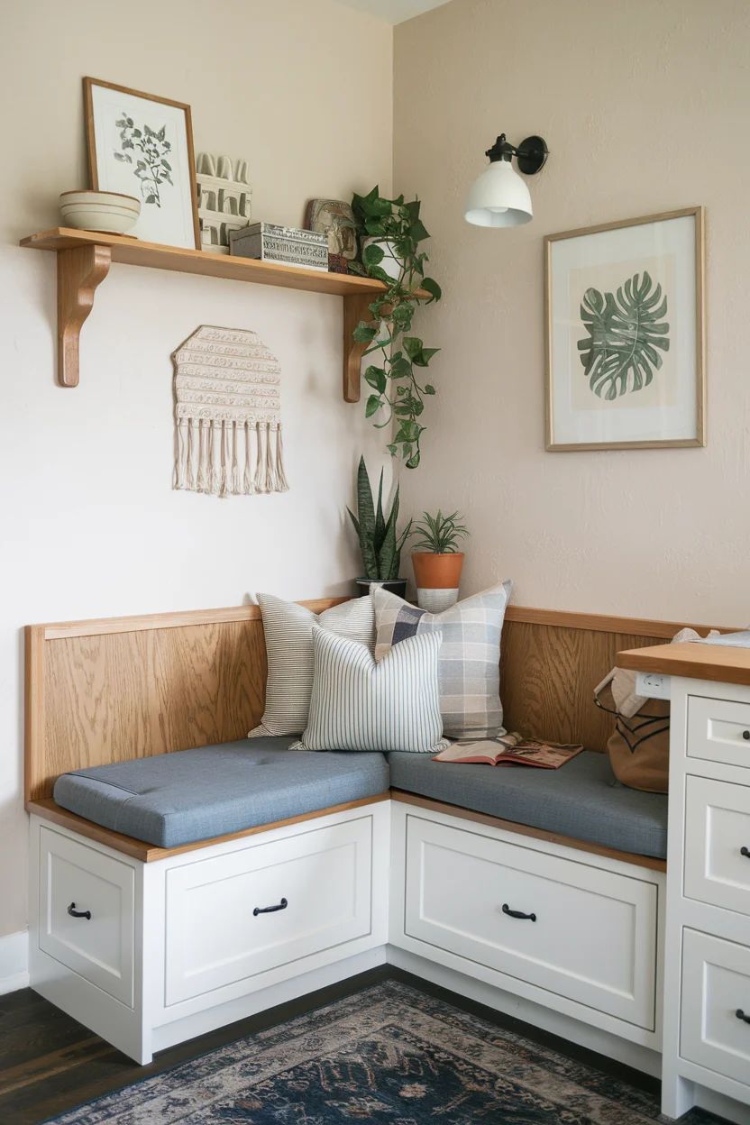 مقعد البانكويت من أفضل أفكار استغلال الزوايا غير المستخدمة في غرفة النوم
