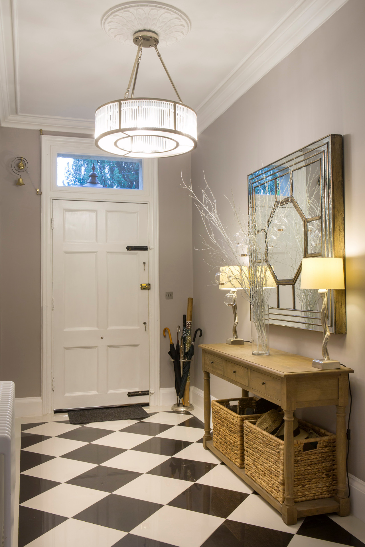 ممر المنزل منزين بمصباح متدلي زجاجي