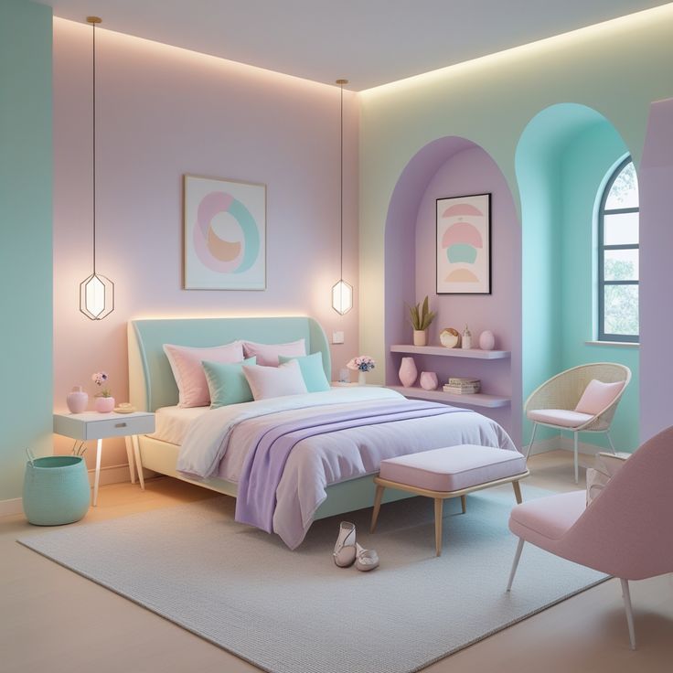 من أجمل اللوحات التي يمكن اختيارها لغرفة الأطفال ذات الألوان المتعددة، هي لوحة نغمات الباستيل