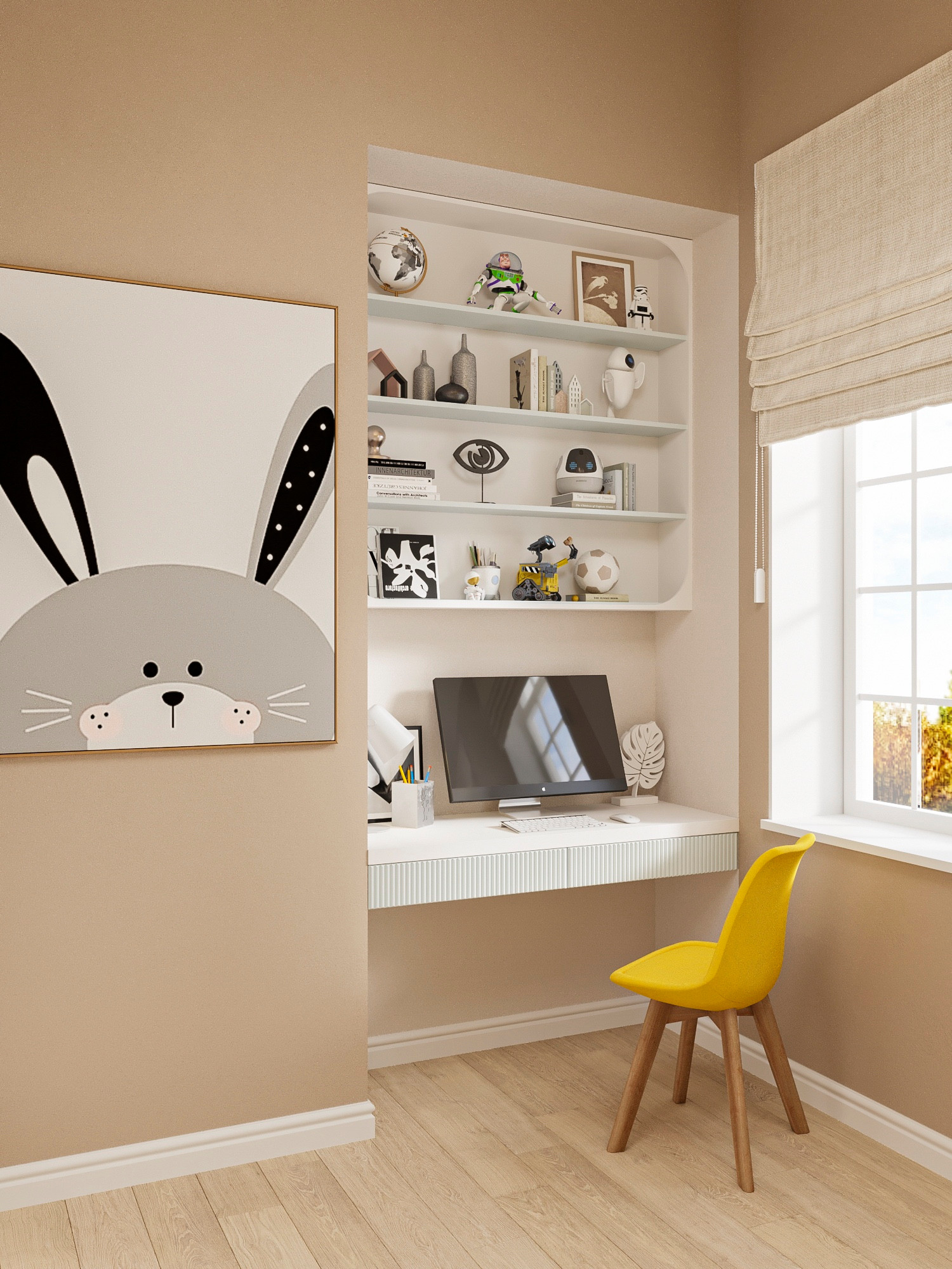 من أفضل أماكن عمل ركن الدراسة هو وضع المكتب بالقرب من النافذة