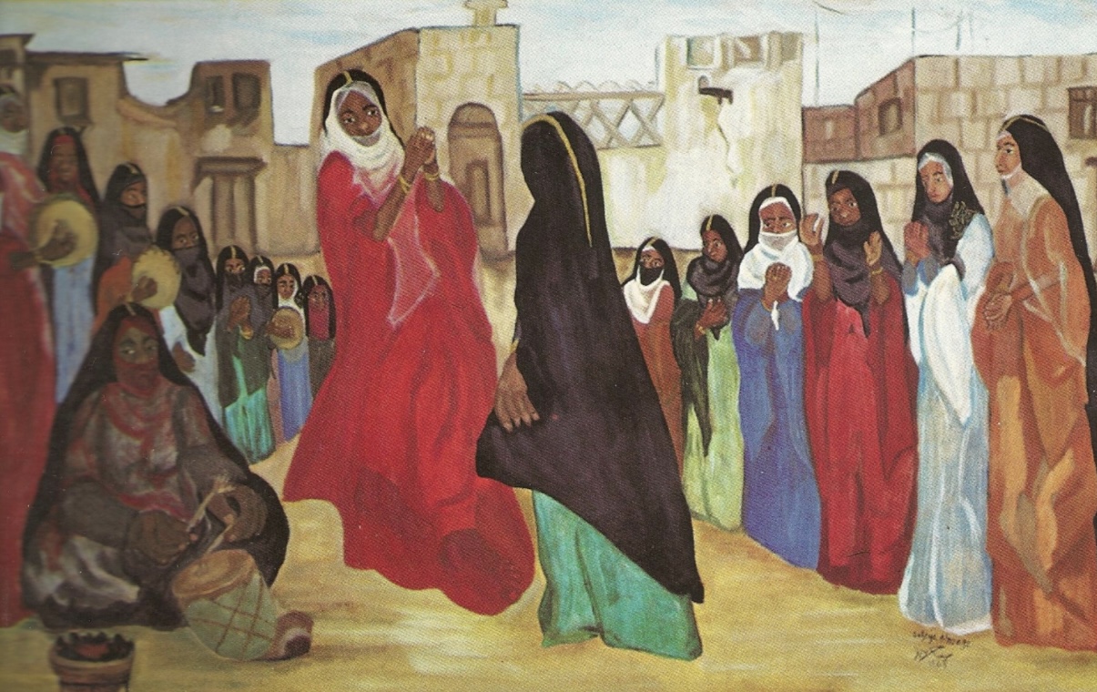 من الأعمال التي عرضت للفنانة صفية بن زقر في أول معرض فني نسائي في الرياض 1968 - المصدر دكتورة إيمان الجبرين