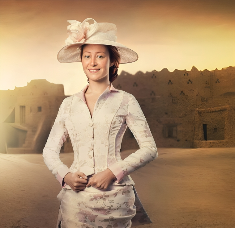 منة شلبي بتصميم مميز من إبداع ريم العدل في مسلسل "واحة الغروب"