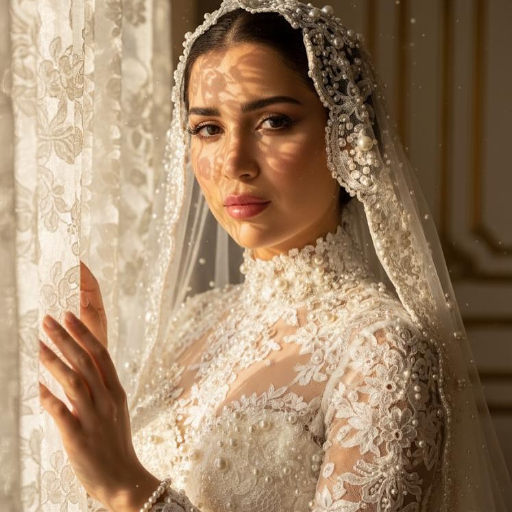 مي عز الدين تألقت بفستان زفاف انيق