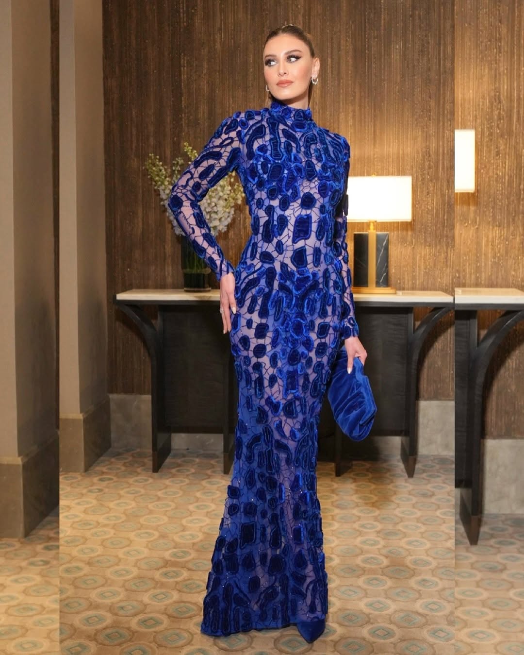 ندى كوسا… الأزرق الملكي بإطلالة مونوكروم