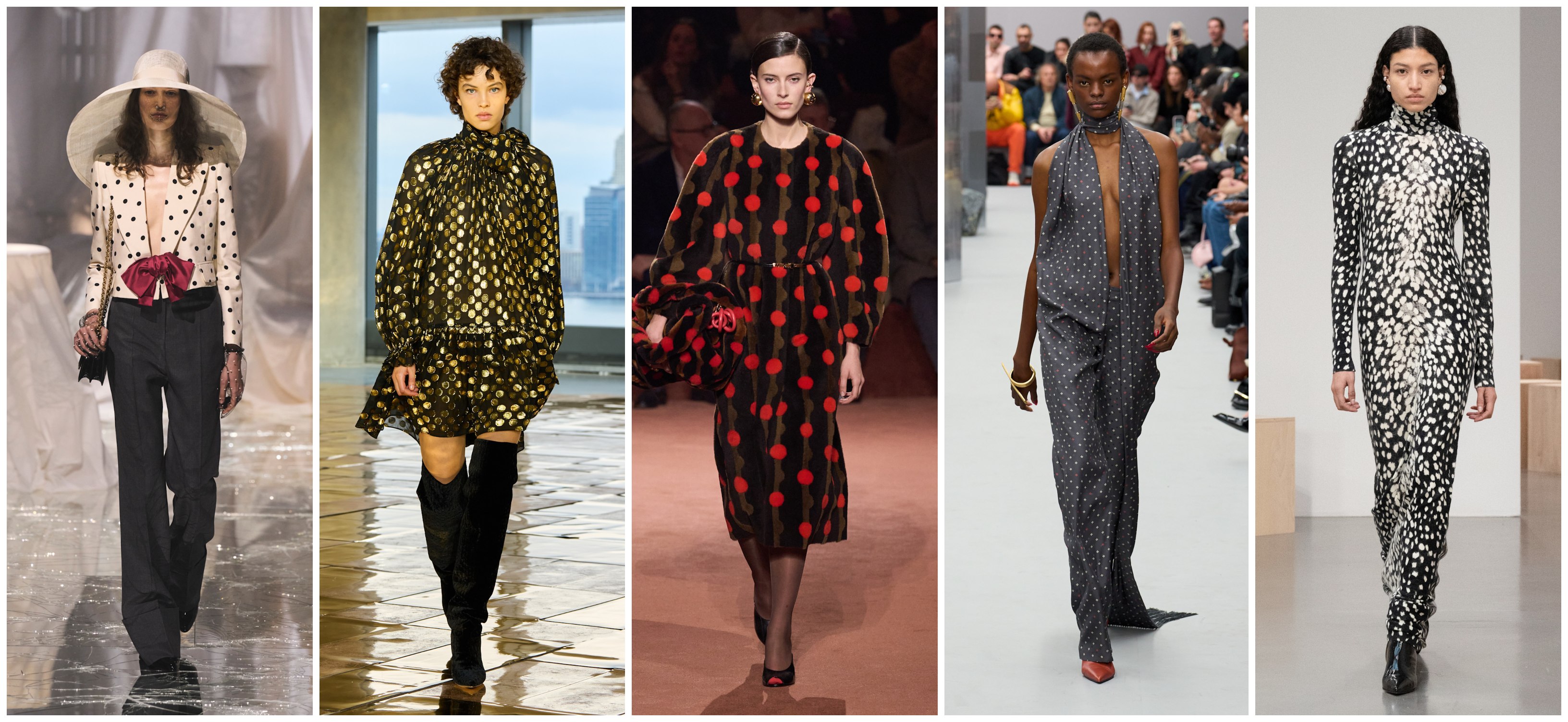 نقشة البولكا كما شاهدناها لدى كل من براندن ماكسويل، اكني ستوديو، فندي، اولا جونسن، وفالنتينو