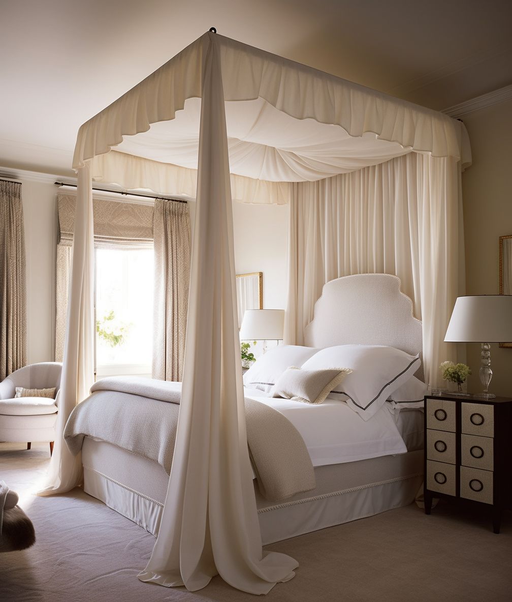 هناك زيادة ملحوظة على استخدام الستائر مع الأسرّة ذات المظلّات