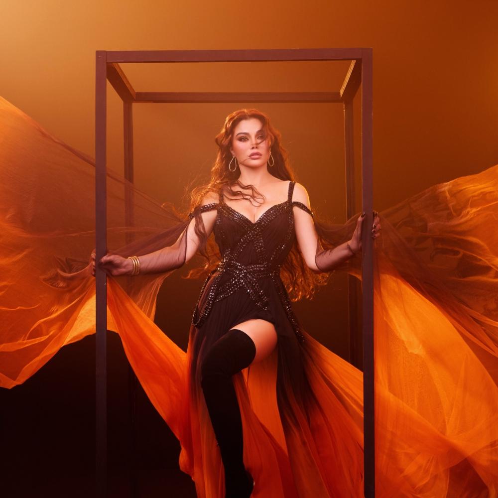 هيفاء وهبي تخطف الأنظار بفستانها ومجوهراتها على المسرح