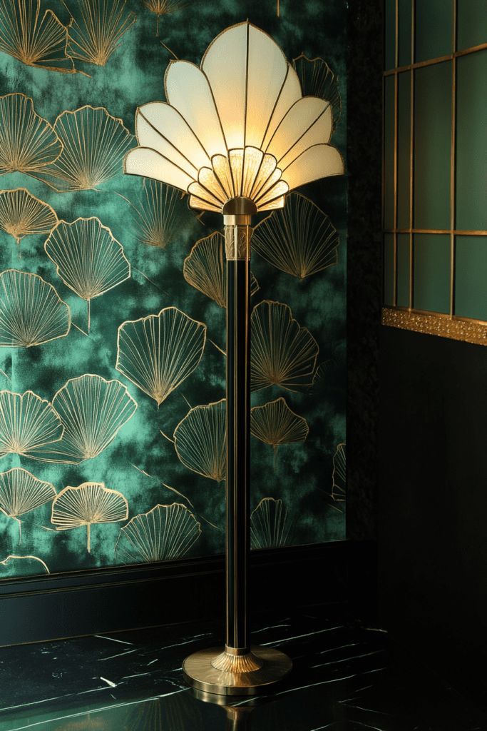 وحدة إضاءة من النحاس المصقول على طراز الآرت ديكو