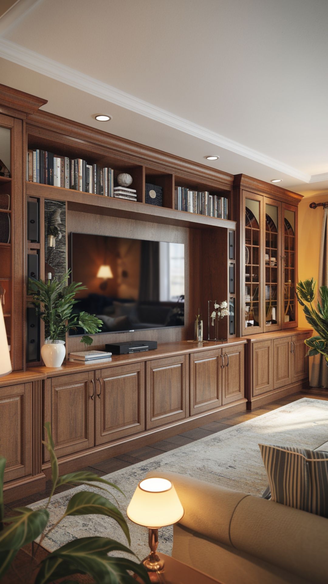 وحدة الترفيه الضخمة هي علامة واضحة على أن غرفة المعيشة لم تحدث منذ فترة