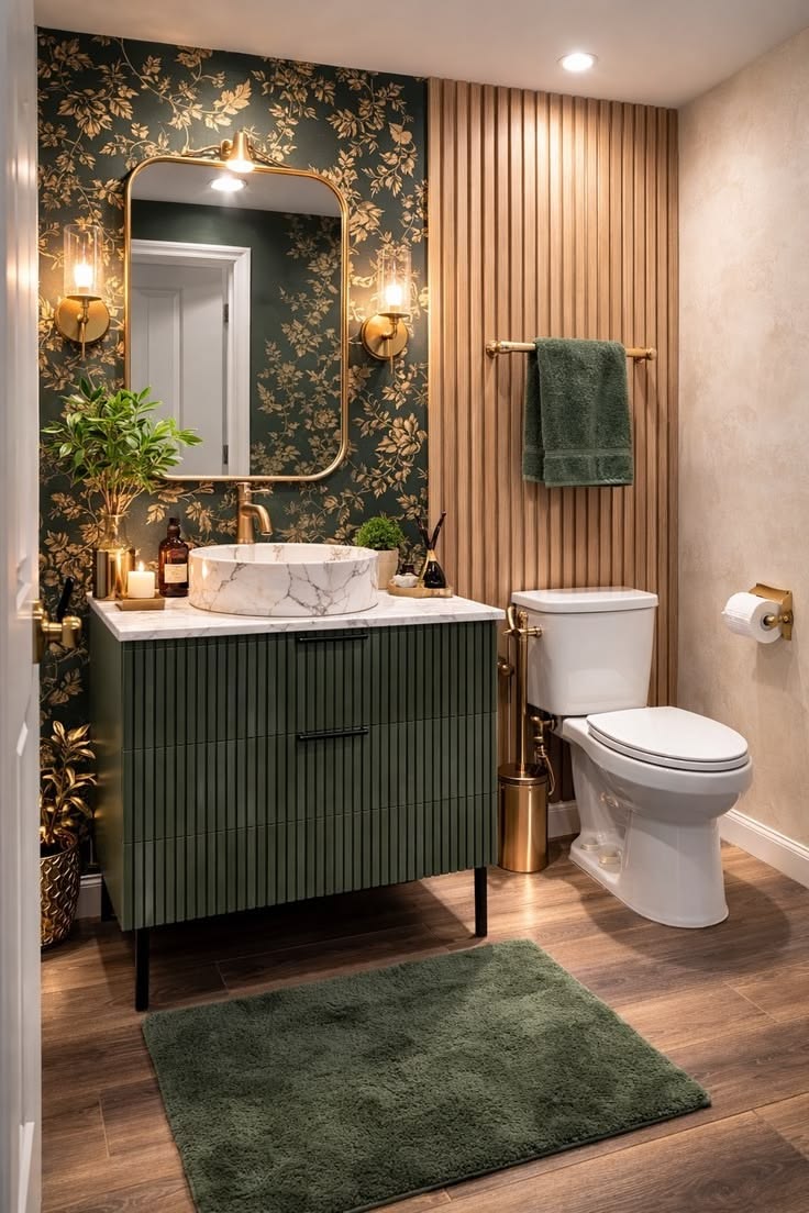 ورق الجدران مثالي للحمامات الصغيرة