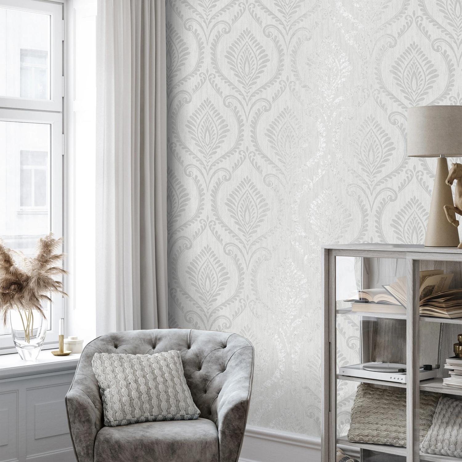 ورق جدران بنقشة الداماسك