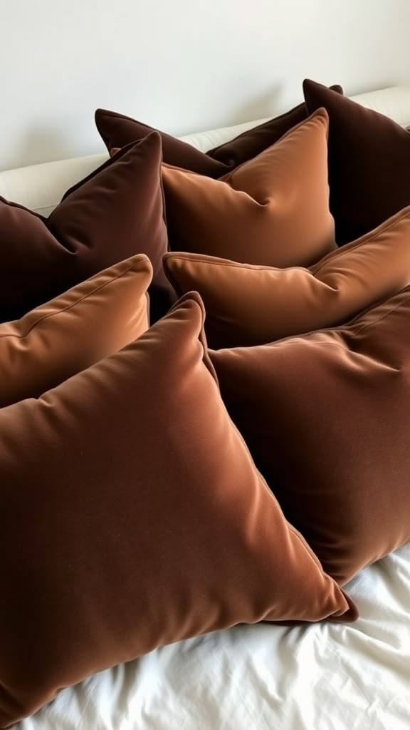 وسائد مخملية بلون البني التبغي