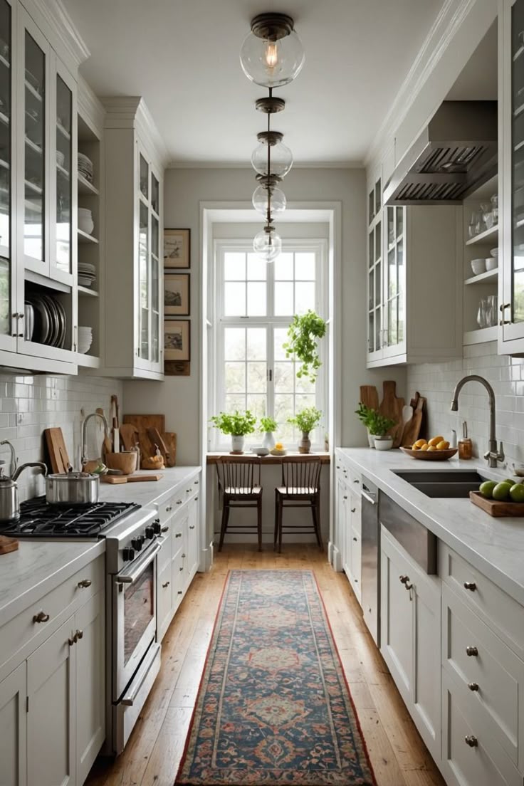 يتكون مطبخ الممر من صفين من الأسطح والخزائن مقابل بعضهما البعض