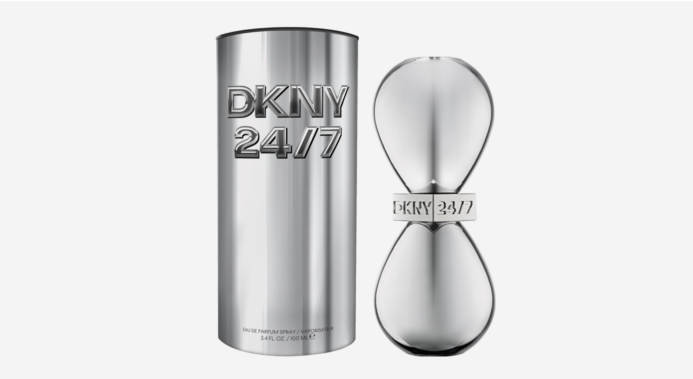 يرمز شكل زجاجة عطر DKNY 247 Eau de Parfum الذي يشبه الساعة الرملية إلى الحركة الدائمة لنيويورك