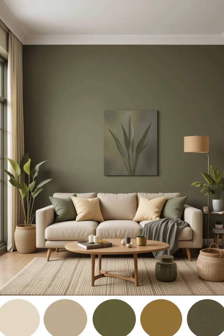 يضفي الأخضر الزيتوني لمسة طبيعية يبحث عنها الناس في المساحات الهادئة والمتوازنة