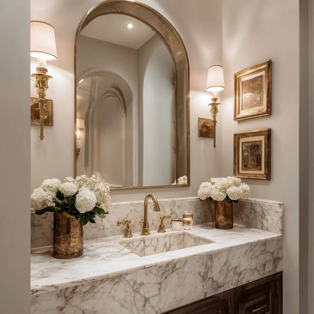 يضفي النحاس تباينًا هادئًا مع المواد الأخرى مثل الحجر والخشب