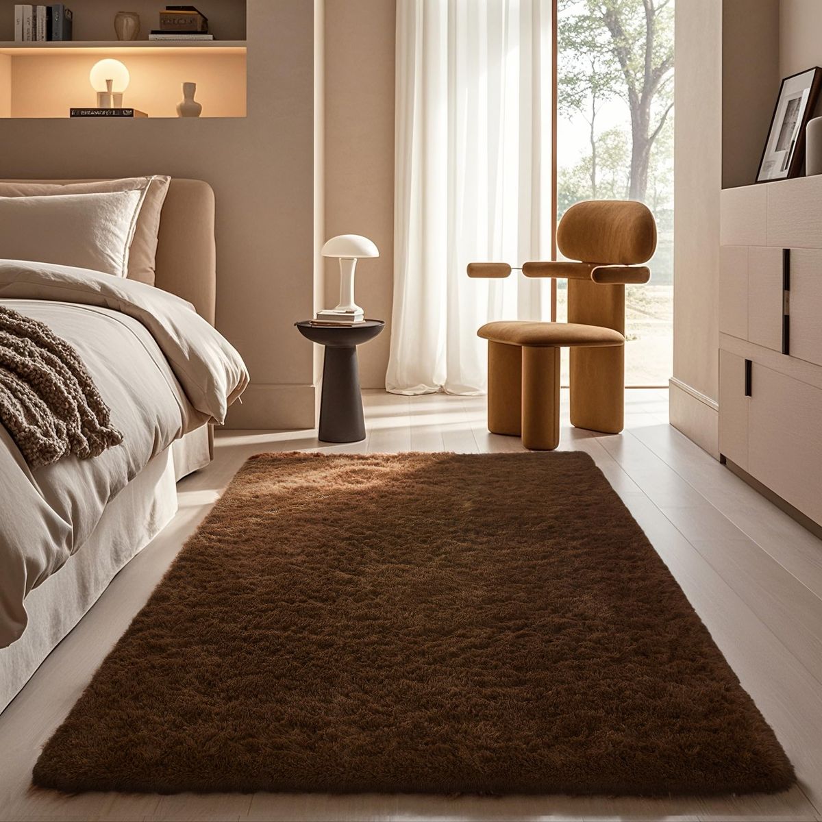 يعد اللون البني الشوكولاتة من أبرز ألوان السجاد في 2026