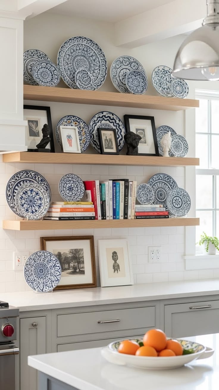 يمكن استخدام الأرفف المفتوحة لعرض العناصر المفضلة