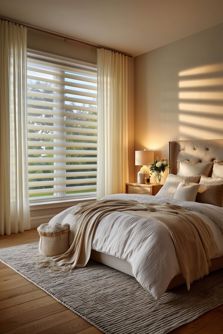 ينصح الخبراء بالحفاظ على علاجات النوافذ في غرفة الضيوف خفيفة وشفافة