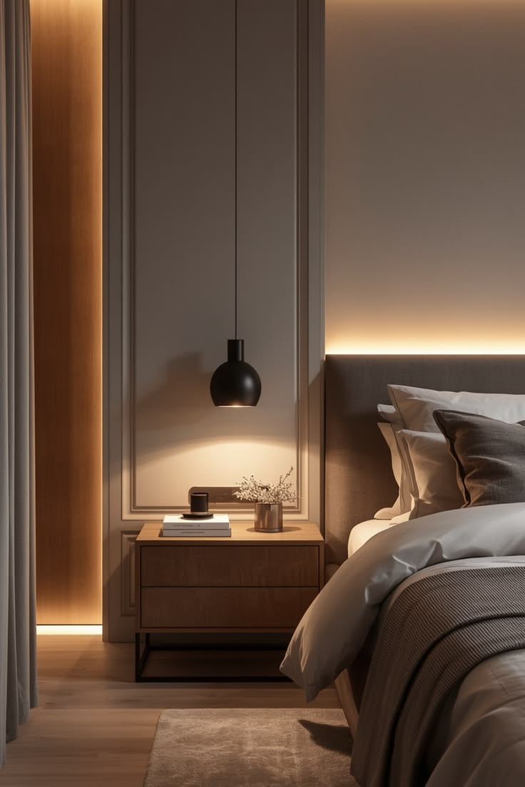 يوصي خبراء التصميم الداخلي بتنويع مصادر الإضاءة في غرفة النوم