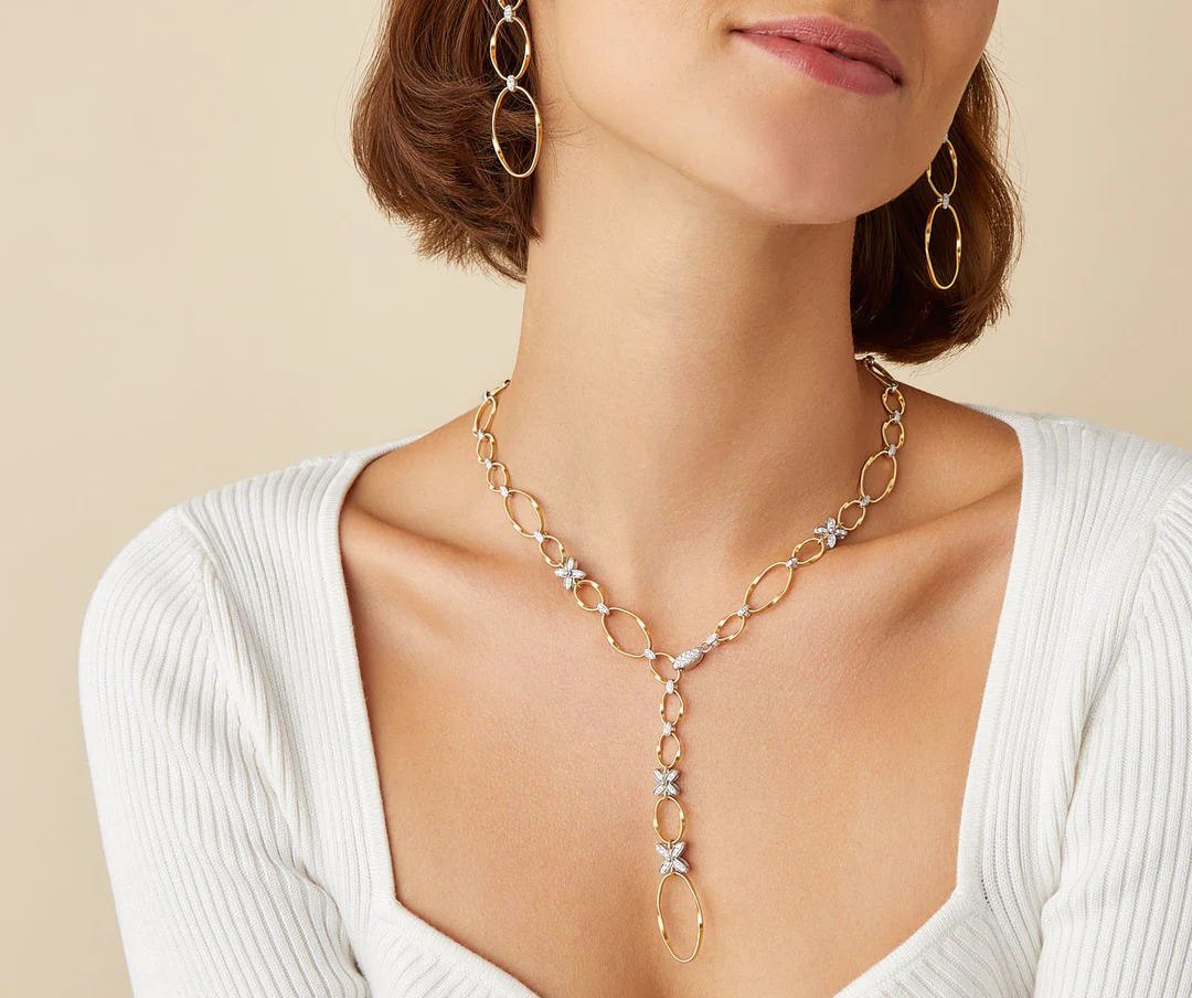 قلادة Floral diamond pavé lariat من Marco Bicego