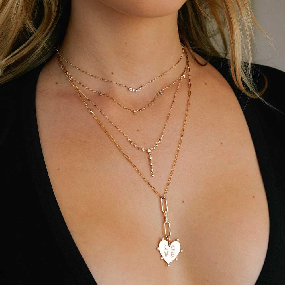 قلادة LINKED GRADUATED PRONG DIAMOND LARIAT من Zoë Chicco