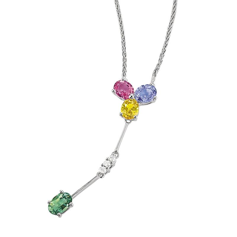 قلادة Multi Color Sapphire & Diamond Drop من Raven Fine Jewelers