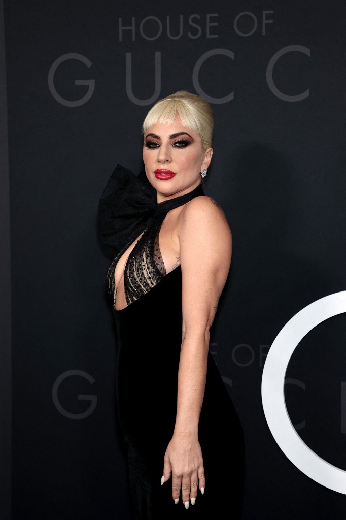 اطلالة ليدي غاغا بفستان مخملي