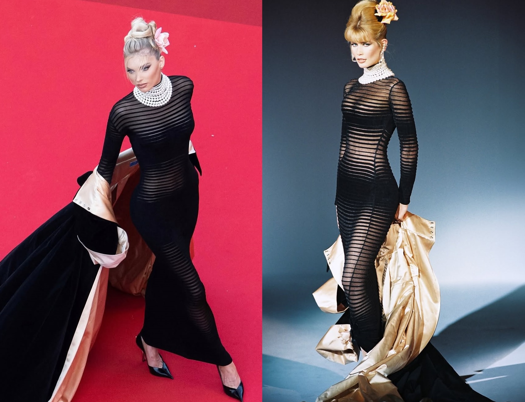 إلسا هوسك بإطلالة أرشيفية لدار Mugler من تشكيلة خريف وشتاء 1995/1996