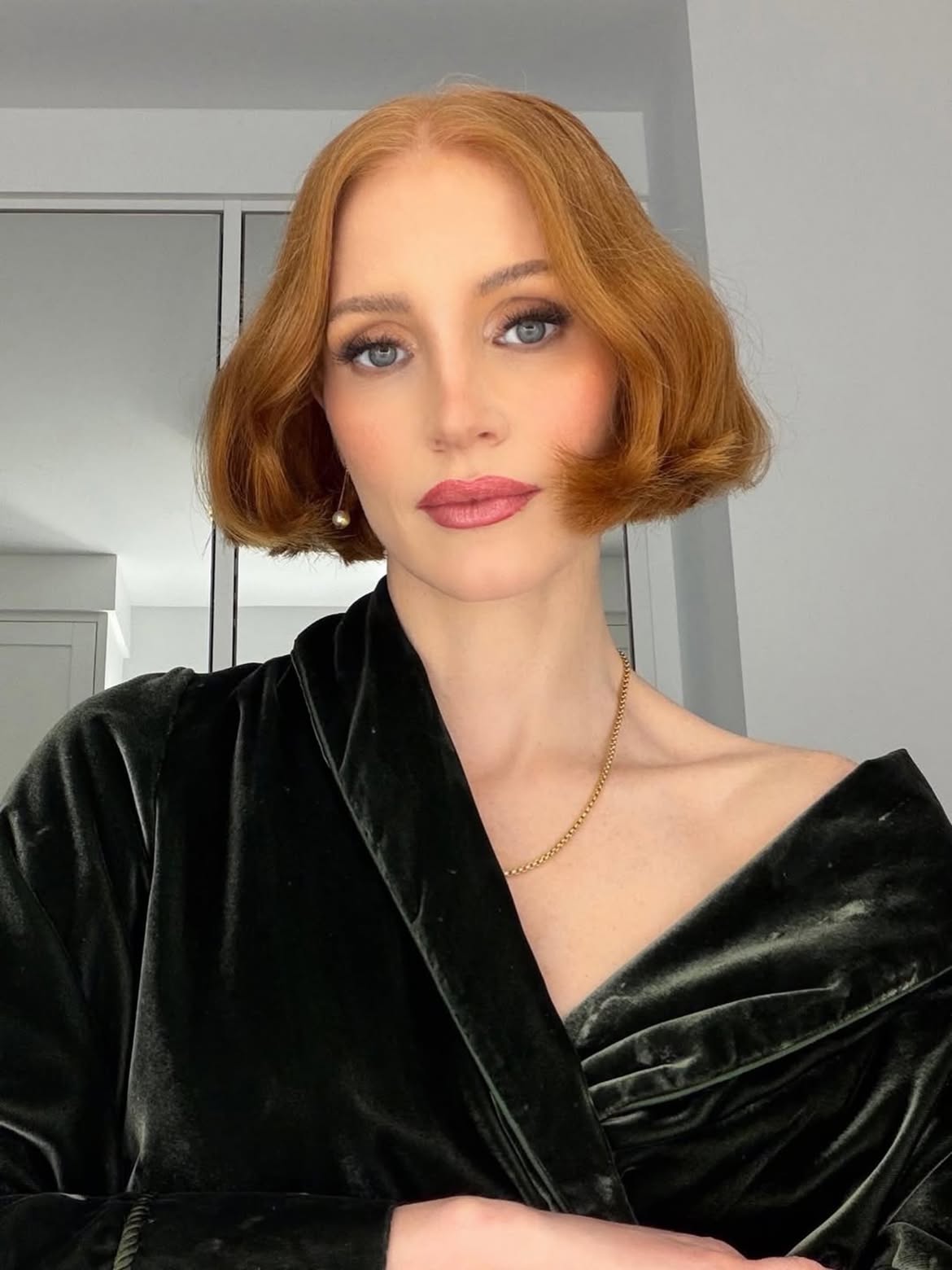 1 رئيسية اطلالة Jessica Chastain بأحمر الشفاه الوردي واللماع