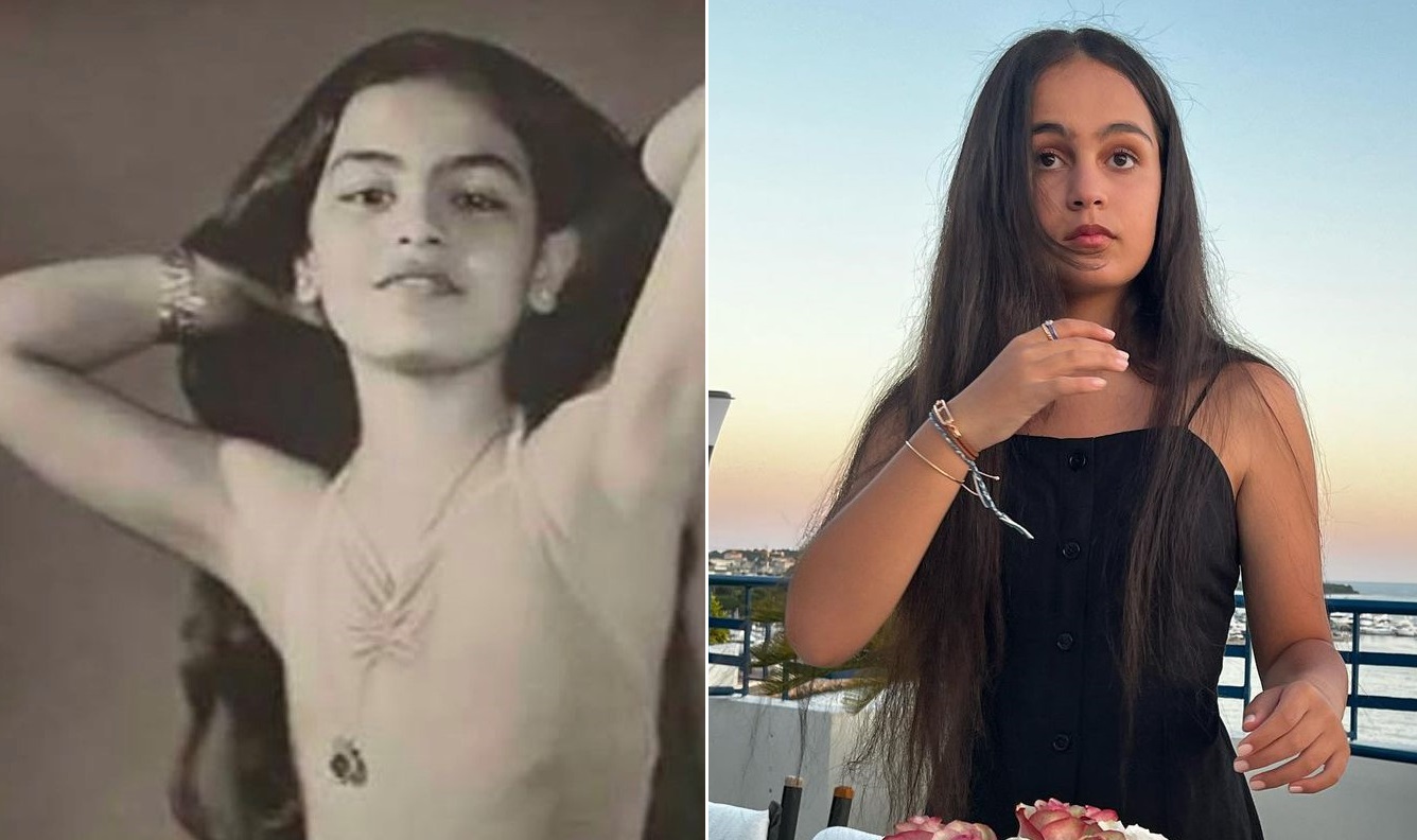 شريهان في طفولتها وابنتها تالية