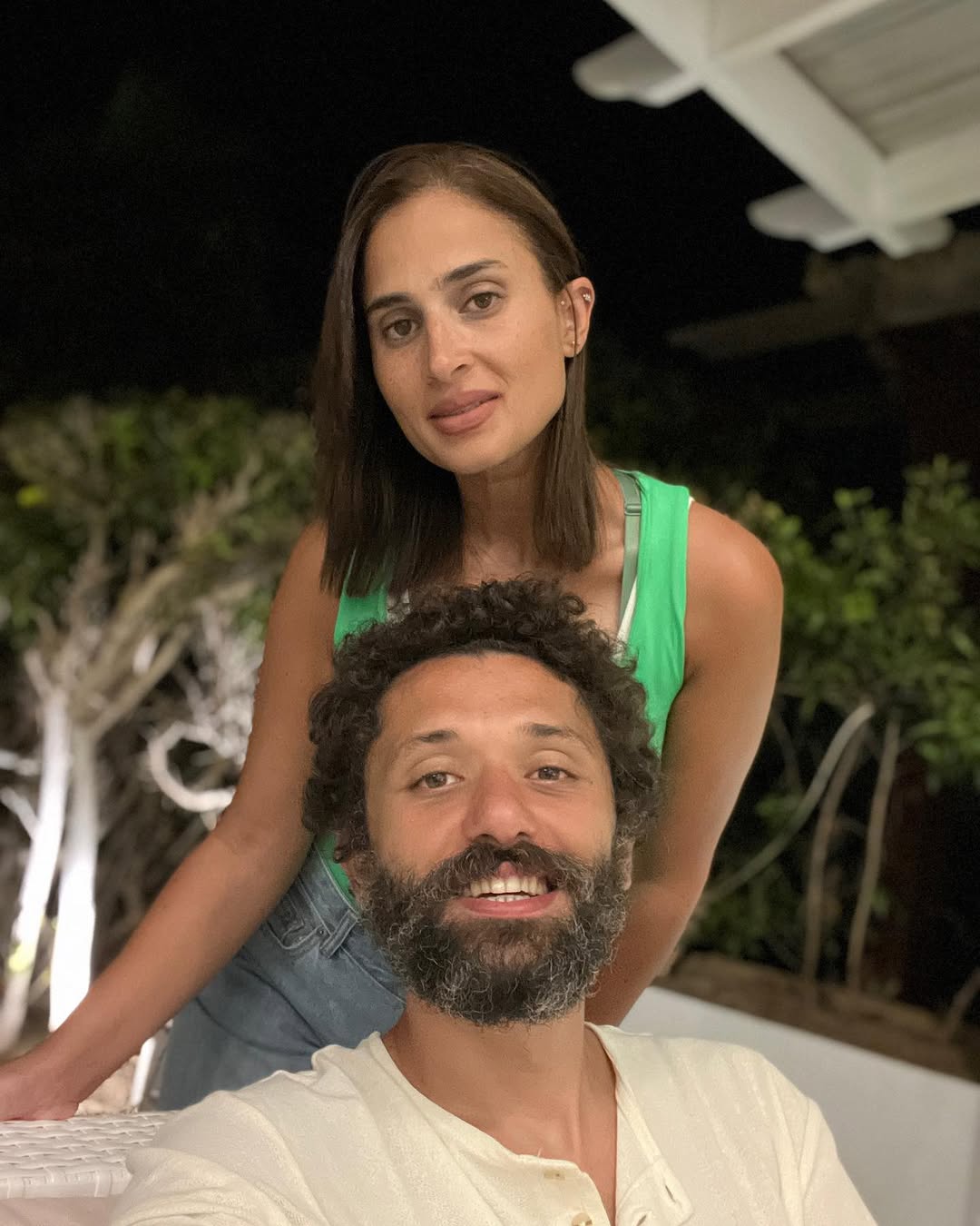 كريم محمود عبد العزيز وزوجته آن رفاعي