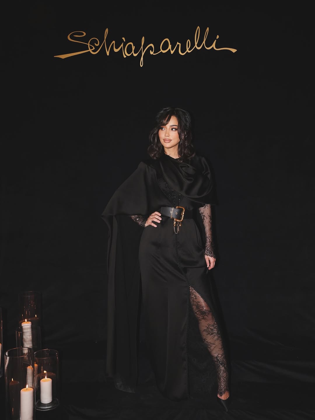 بسمة بوسيل بإطلالة الفستان الأسود الطويل في سحور دبي