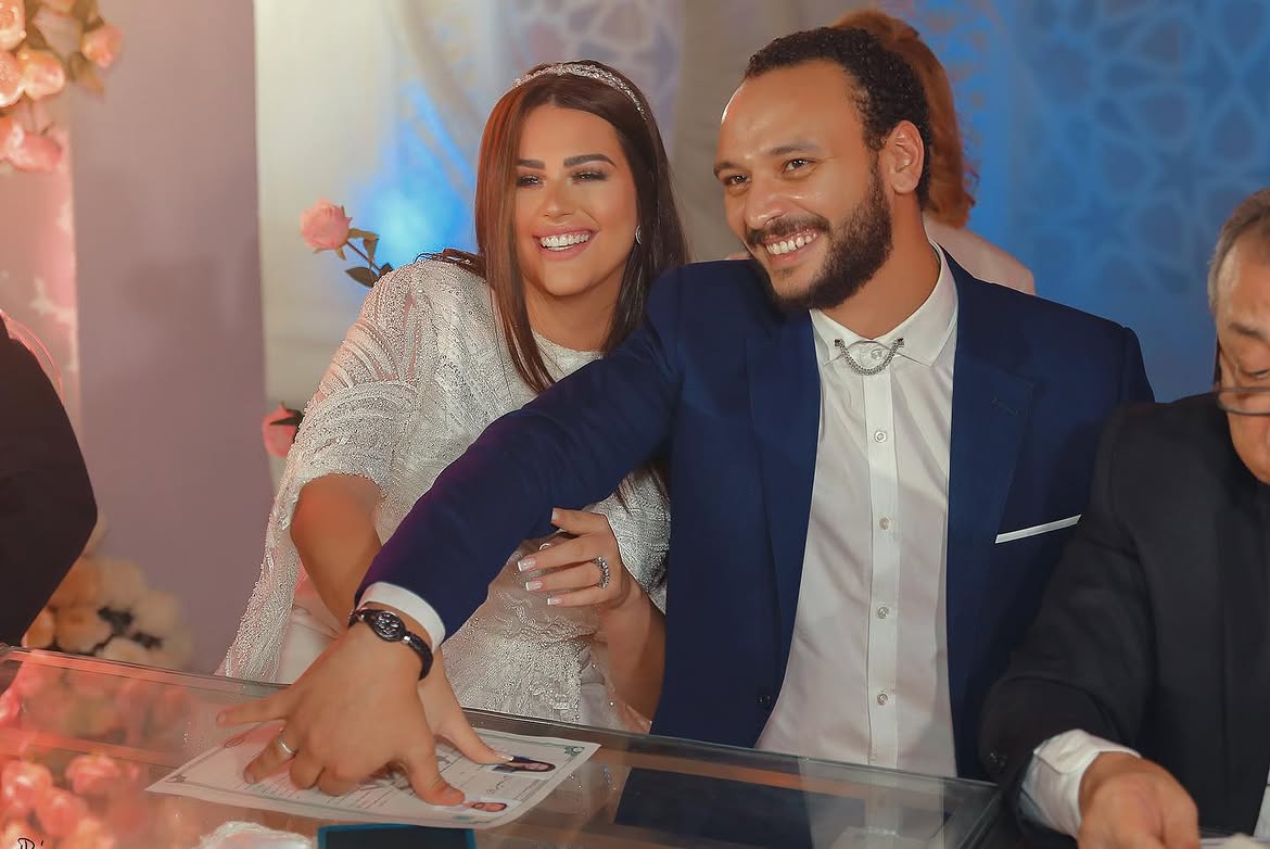 هنادي مهنا وأحمد خالد صالح في حفل زفافهما