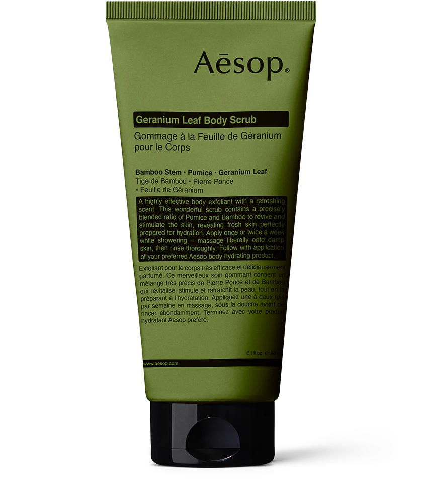 Aesop-Body-Geranium-Leaf-Body-Scrub-180mL  مقشر الجسم جوماج ليف من إيسوب 180 مل