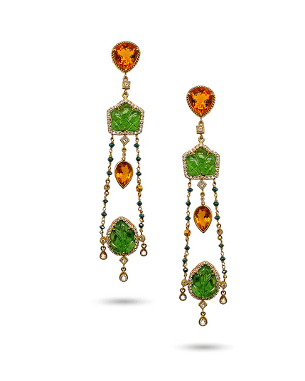 Carved Leaf Two-Tone Drop Earrings من Coomi