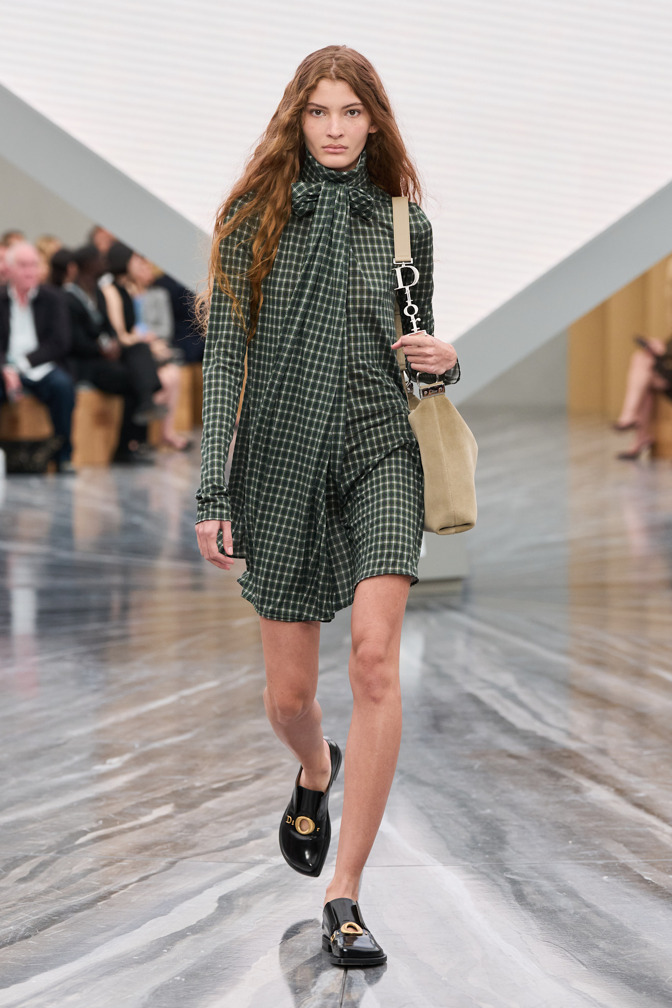 Christian Dior فستان مزين بالمربعات الصغيرة من