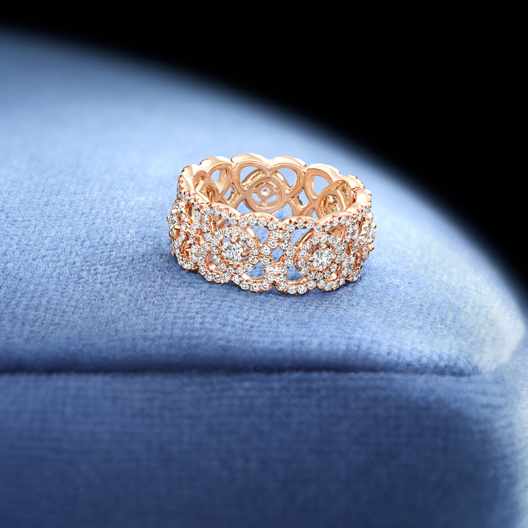 De Beers Enchanted Lotus Band in Rose Gold