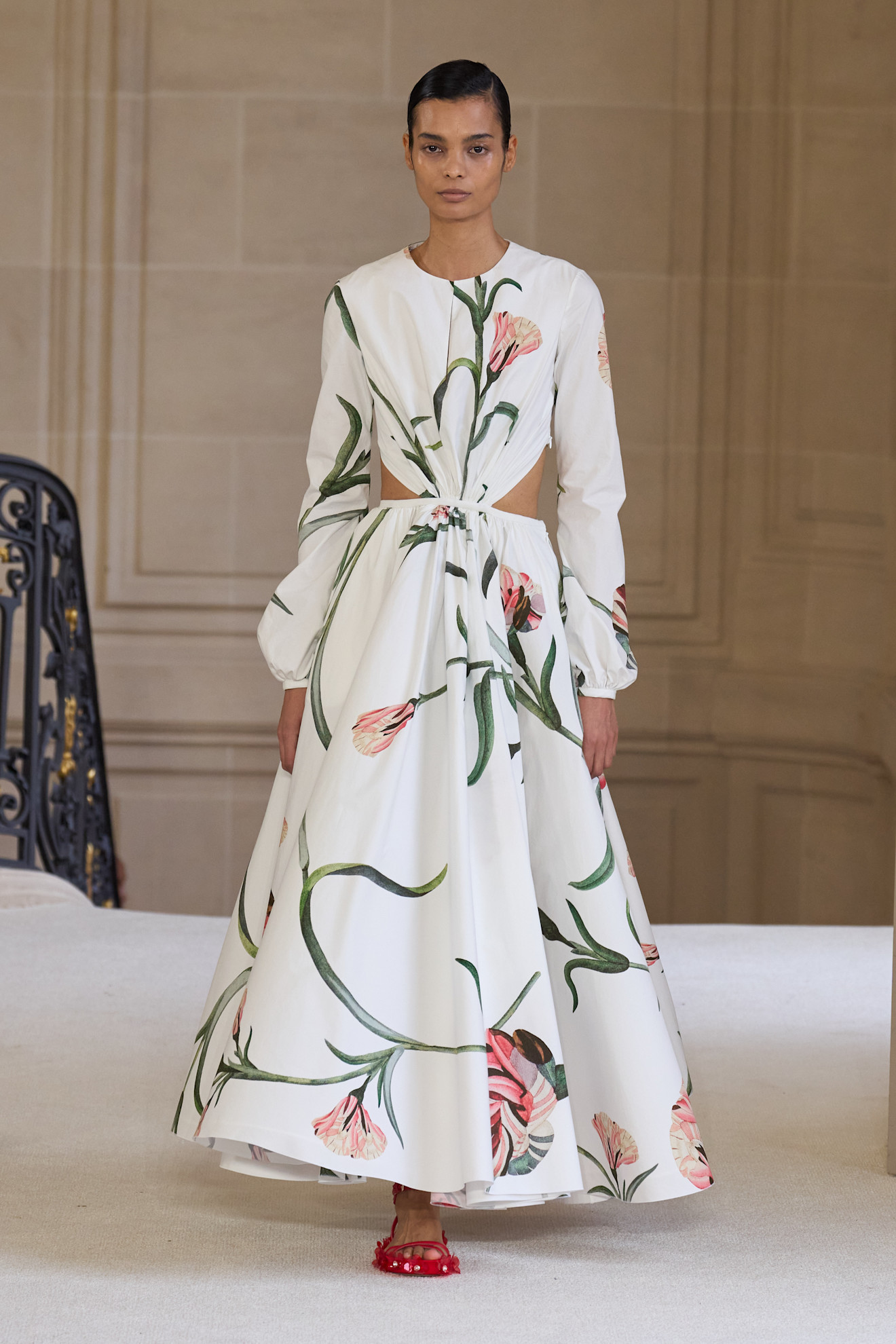 Giambattista Valli فستان مطبع بالورود واسع من