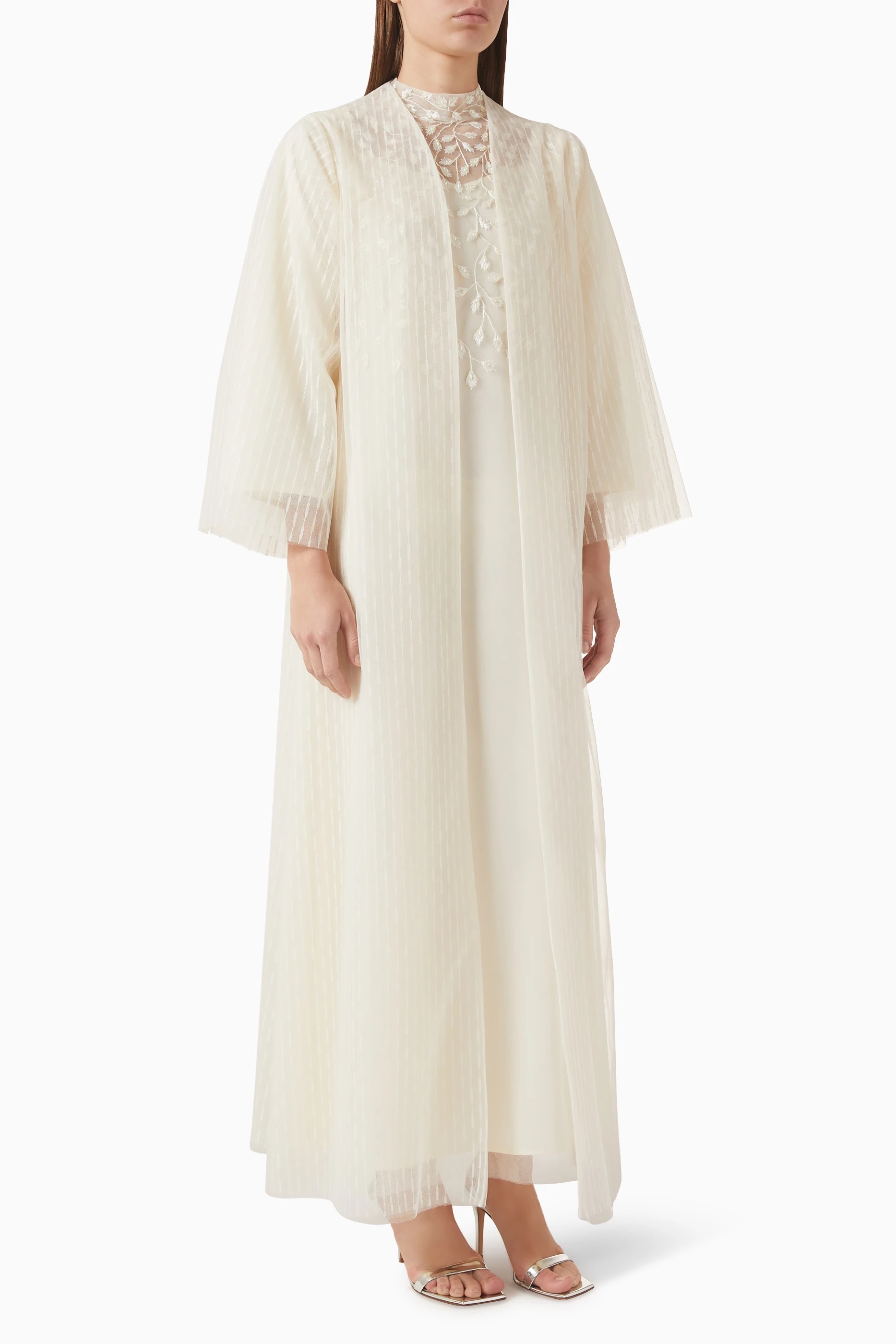 Homaq عباءة بيضاء فاخرة من